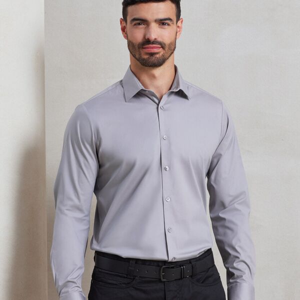 Stretch fit cotton poplin long sleeve shirt Thumbnail